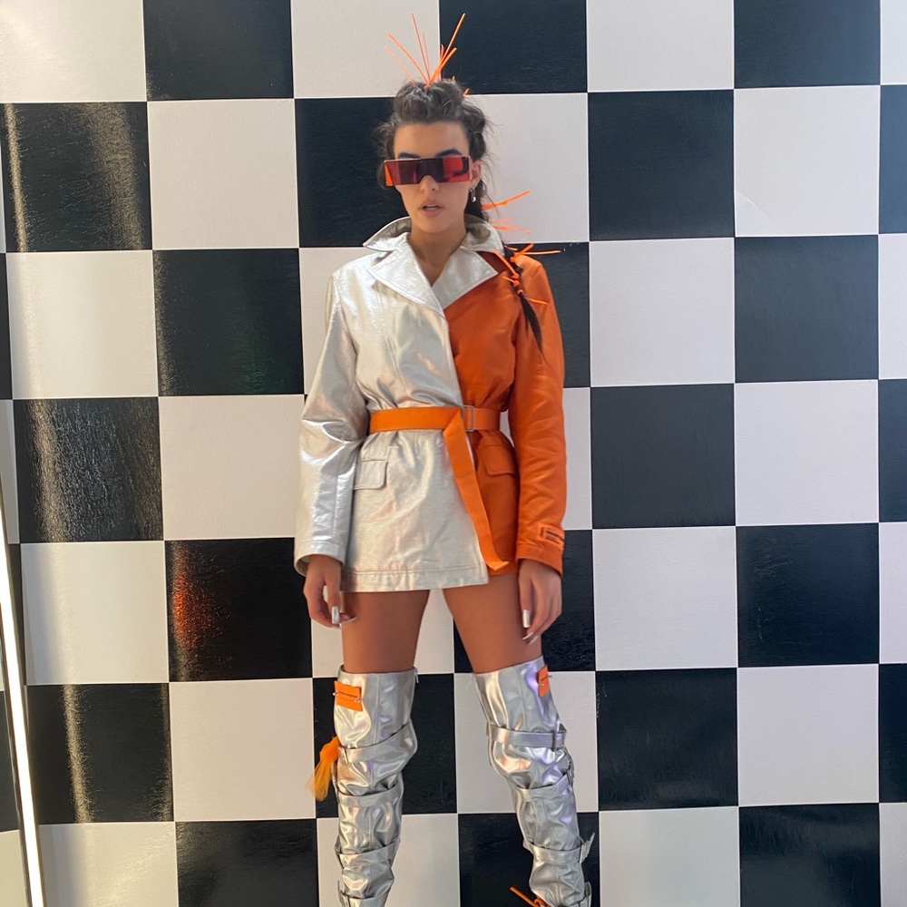 Heron Preston silver/orange blazer jacket